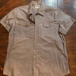 Converse One Star Men's XL Short Sleeve Western Pearl Snap Shirt - Brown Khaki